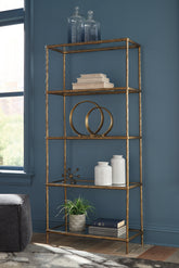 Coral Furniture - Ashley Furniture - Ryandale Bookcase - Bookcase / Antique Brass Finish - A4000441