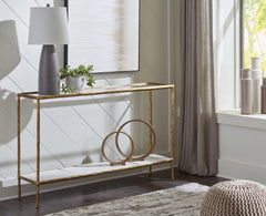 Coral Furniture - Ashley Furniture - Ryandale Console Sofa Table - Console Sofa Table / Antique Brass Finish - A4000443