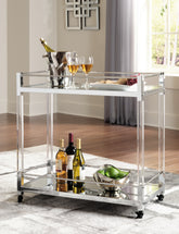Coral Furniture - Ashley Furniture - Chaseton Bar Cart - Bar Cart / Clear/Silver Finish - A4000501