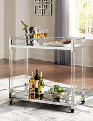 Coral Furniture - Ashley Furniture - Chaseton Bar Cart - Bar Cart / Clear/Silver Finish - A4000501