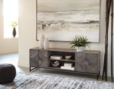 Coral Furniture - Ashley Furniture - Treybrook Accent Cabinet - Accent Cabinet / Distressed Gray - A4000512