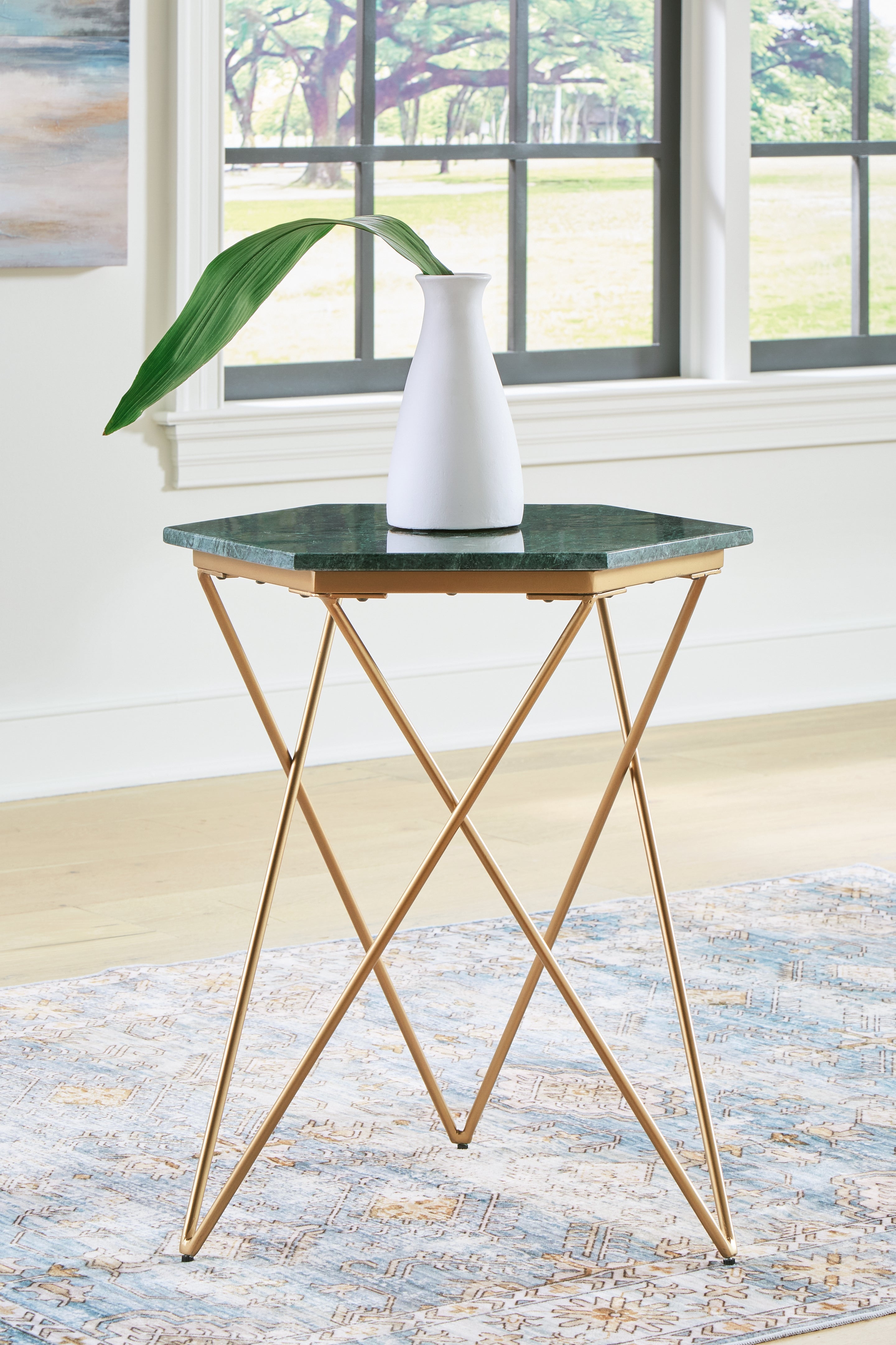 Coral Furniture - Ashley Furniture - Engelton Accent Table - Accent Table / Green/Gold - A4000526
