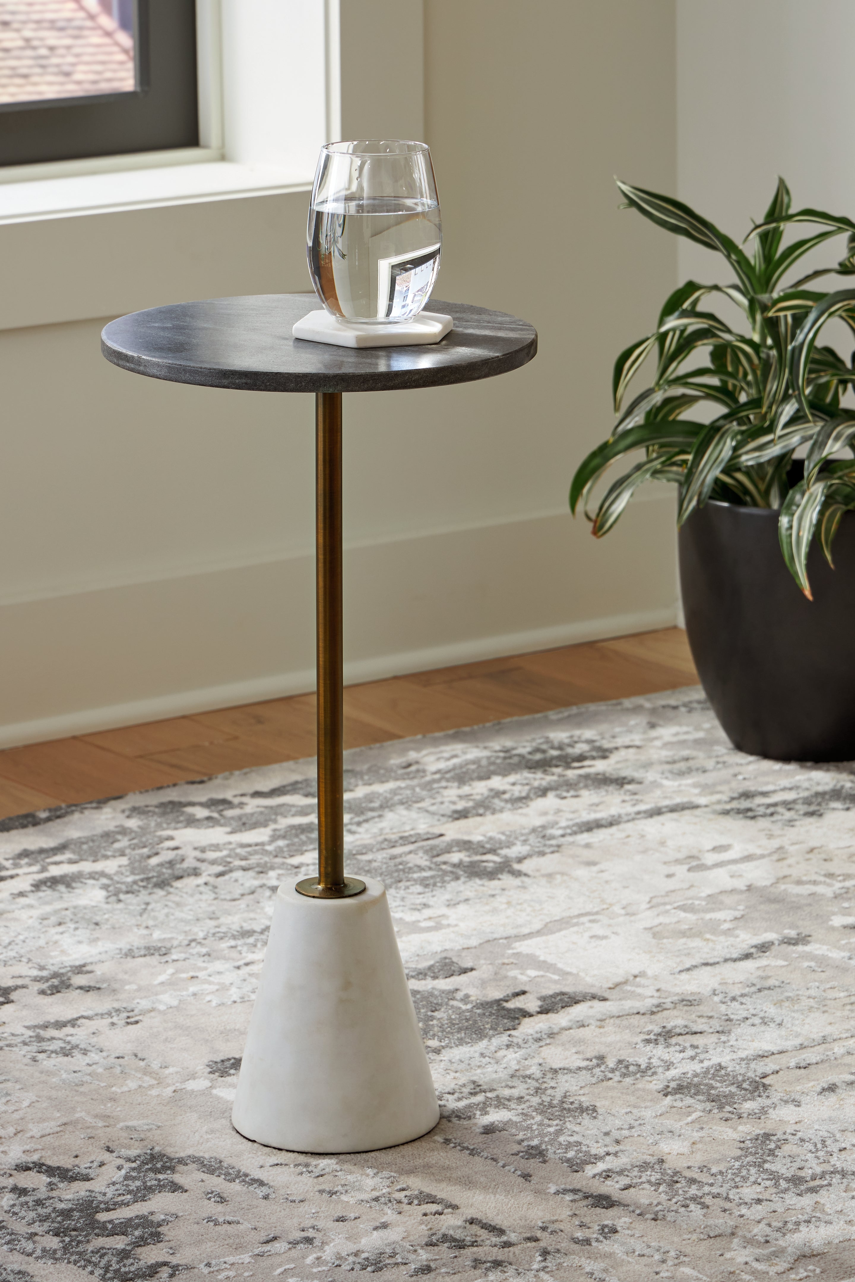 Coral Furniture - Ashley Furniture - Caramont Accent Table - Accent Table / Black/White/Gold Finish - A4000540