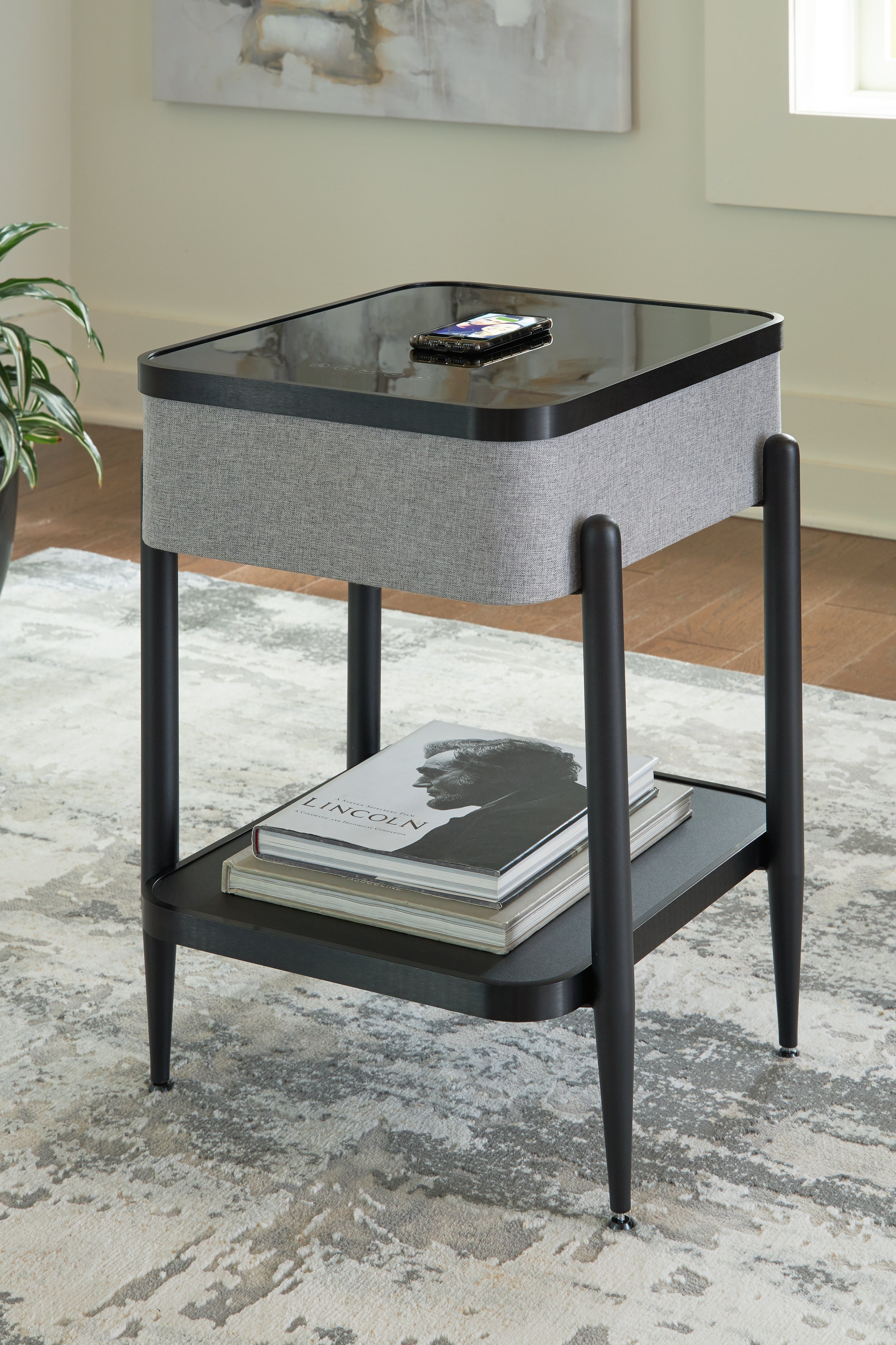 Coral Furniture - Ashley Furniture - Jorvalee Accent Table with Speaker - Accent Table with Speaker / Gray/Black - A4000550