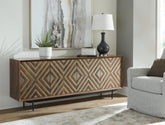 Coral Furniture - Ashley Furniture - Dreggan Accent Cabinet - Accent Cabinet / Brown/Gold Finish - A4000577