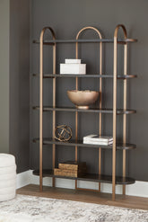 Coral Furniture - Ashley Furniture - Brentmour Bookcase - Bookcase / Brown/Gold Finish - A4000589