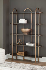 Coral Furniture - Ashley Furniture - Brentmour Bookcase - Bookcase / Brown/Gold Finish - A4000589