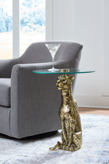 Coral Furniture - Ashley Furniture - Vallain Accent Table - Accent Table / Antique Gold Finish - A4000605