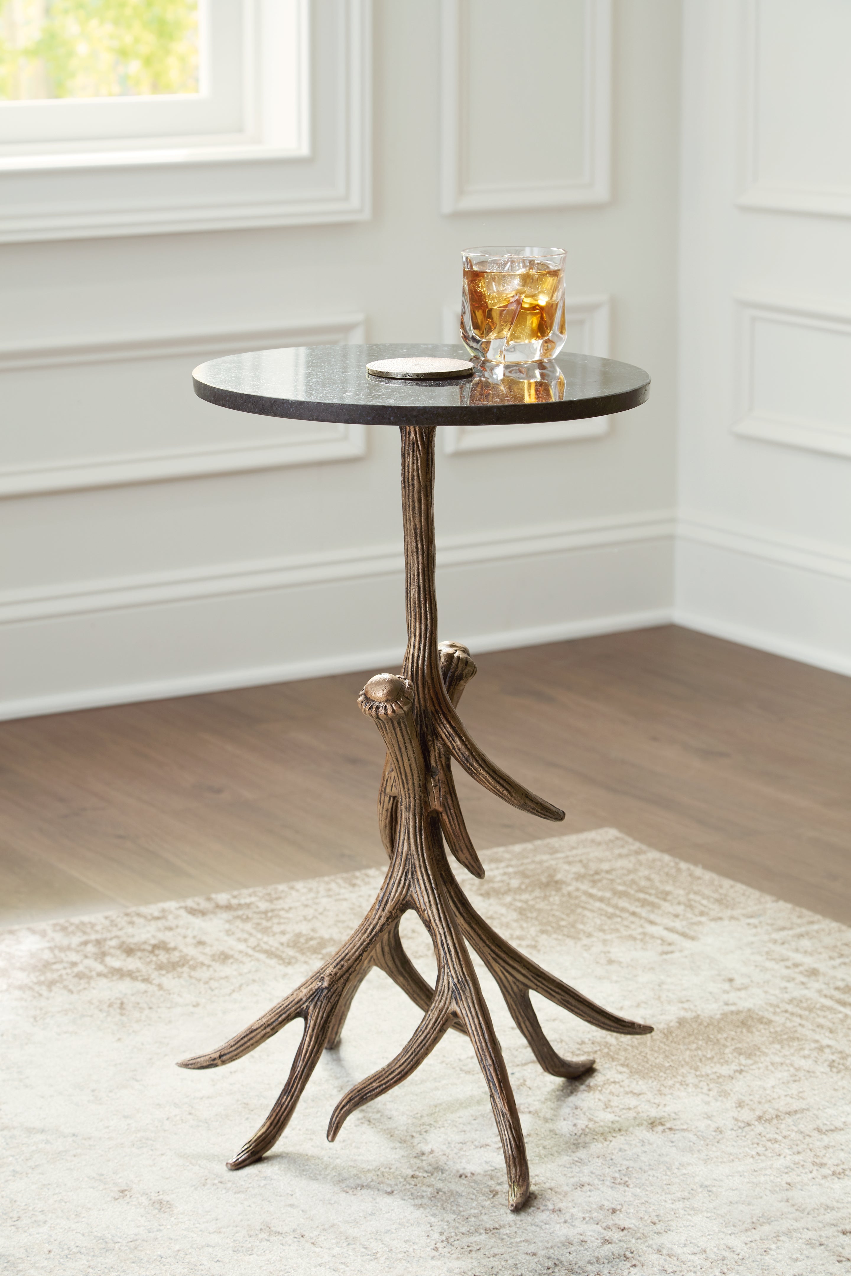 Coral Furniture - Ashley Furniture - Lemkins Accent Table - Accent Table / Black/Antique Gold Finish - A4000606