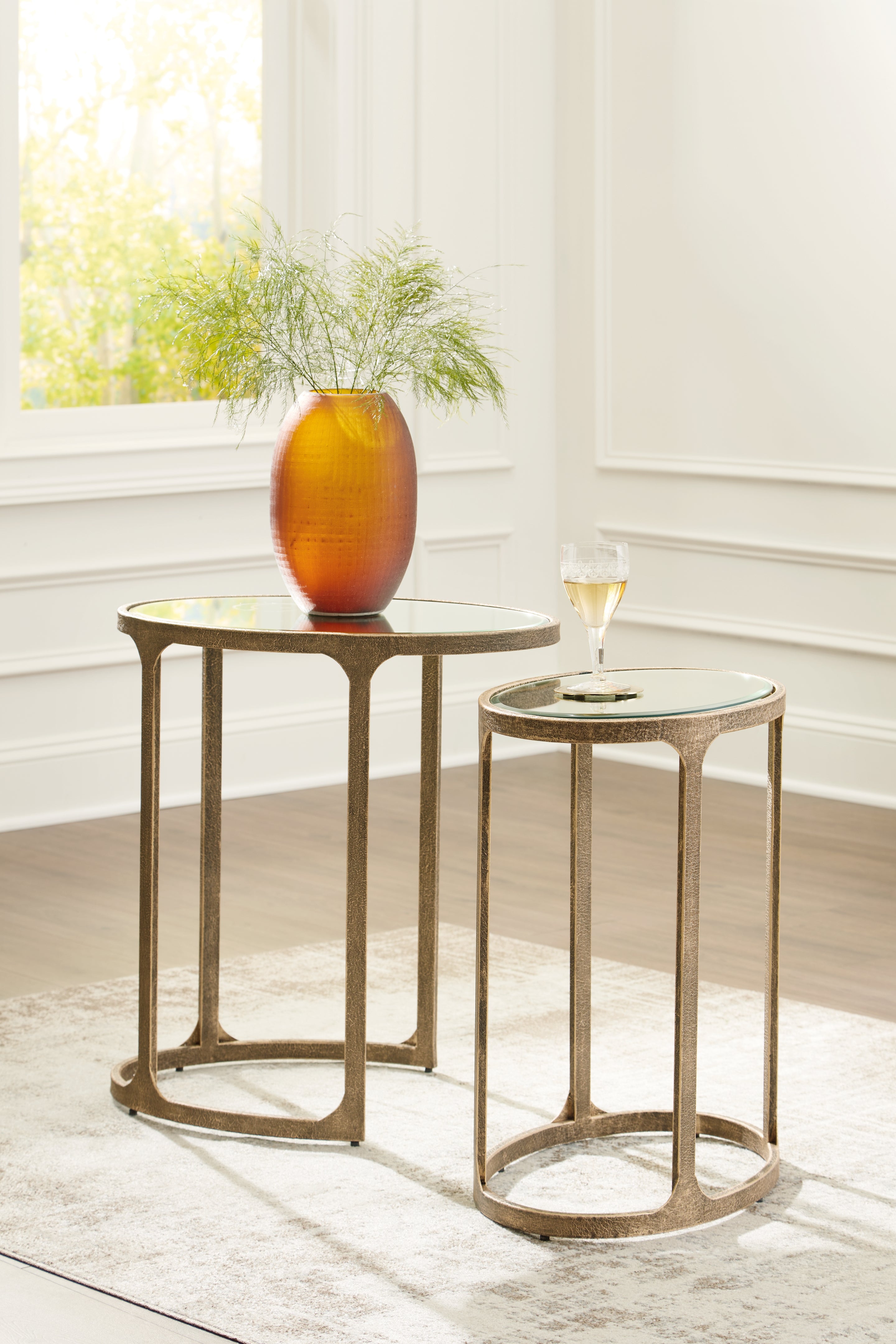 Coral Furniture - Ashley Furniture - Irmaleigh Accent Table (Set of 2) - Accent Table Set (Set of 2) / Antique Gold Finish - A4000624