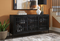 Coral Furniture - Ashley Furniture - Vallisburg Accent Cabinet - Accent Cabinet / Black/Natural - A4000644