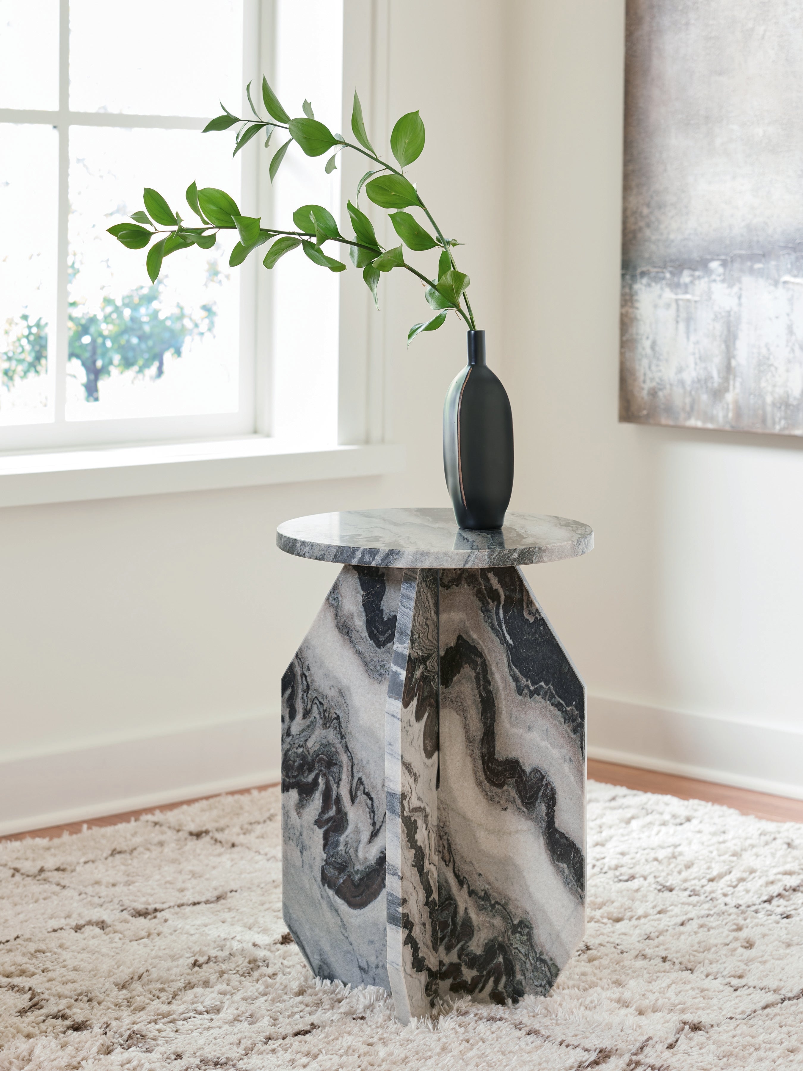 Coral Furniture - Ashley Furniture - Wrenlane Accent Table - Accent Table / Black/White/Taupe - A4000646