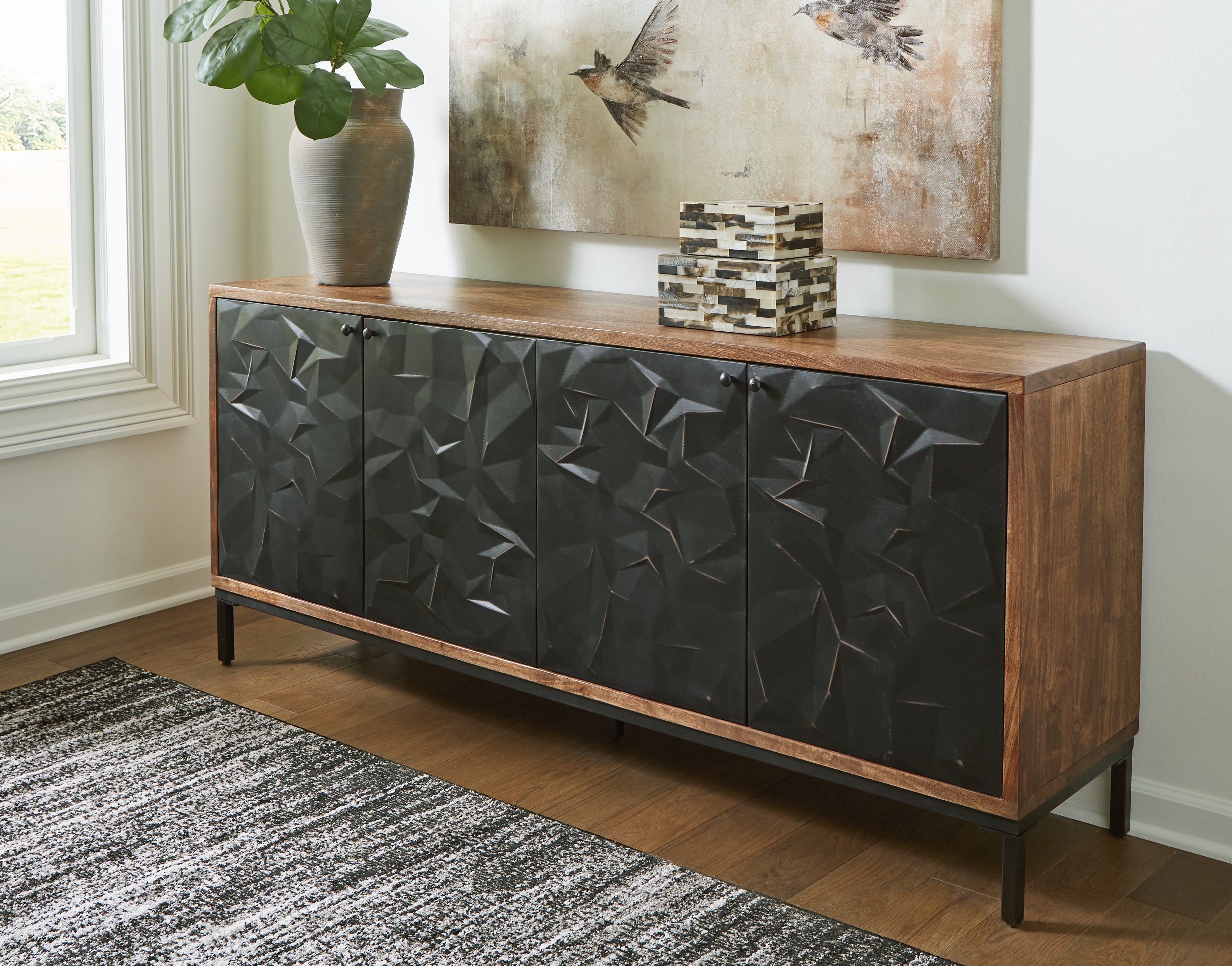 Coral Furniture - Ashley Furniture - Dorannby Accent Cabinet - Accent Cabinet / Black/Brown - A4000649