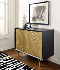 Coral Furniture - Ashley Furniture - Tayner Accent Cabinet - Accent Cabinet / Black/Gold Finish - A4000654