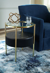 Coral Furniture - Ashley Furniture - Nedman Accent Table with Speaker - Accent Table with Speaker / Black/Gold Finish - A4000669