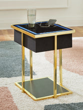 Coral Furniture - Ashley Furniture - Rexwell Accent Table with Speaker - Accent Table with Speaker / Black/Gold Finish - A4000681