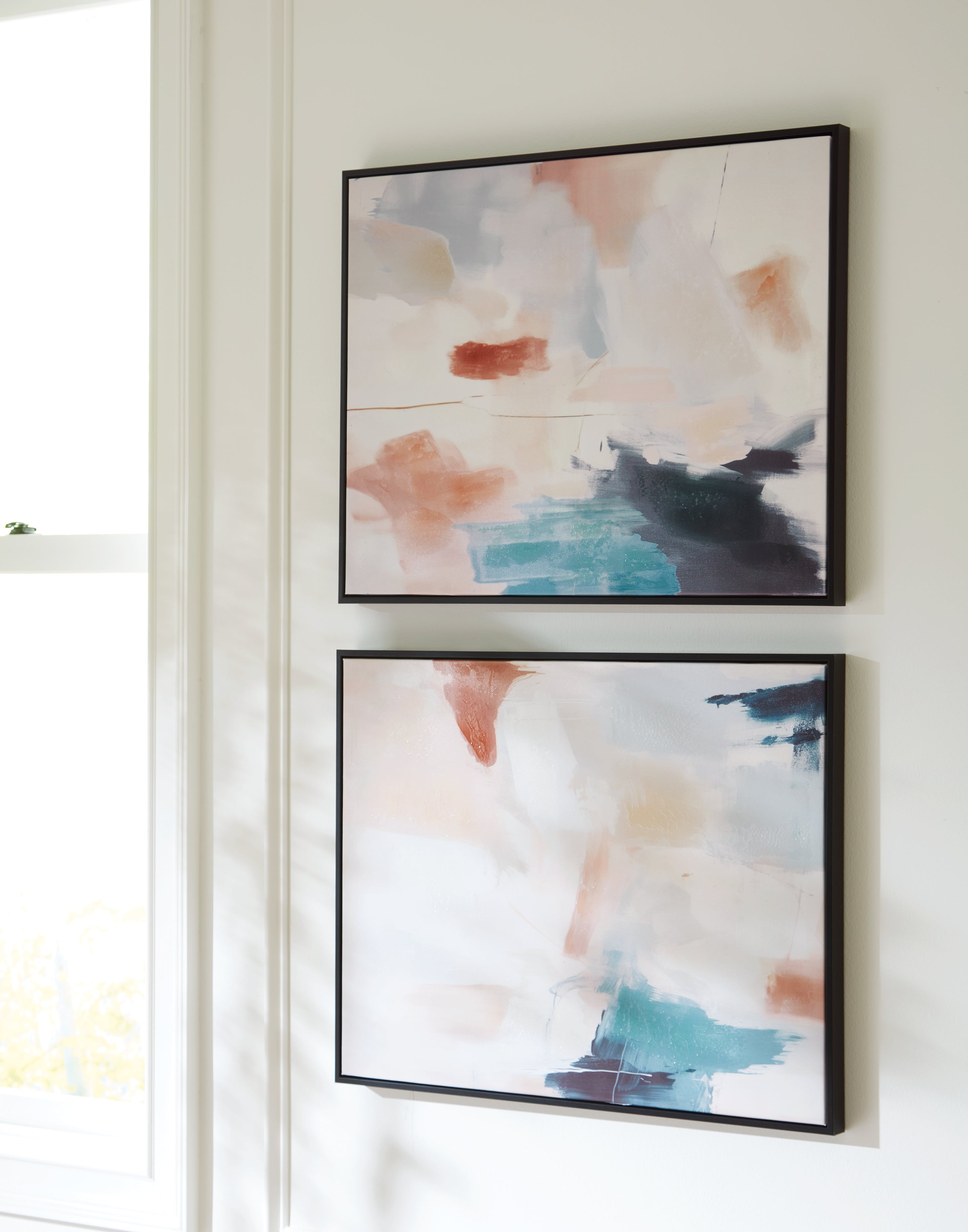 Coral Furniture - Ashley Furniture - Caldish Wall Decor - Wall Art Set (Set of 2) / Blue/White/Pink - A8000415