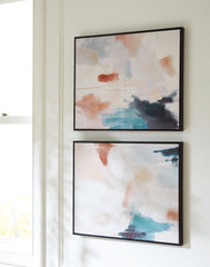 Coral Furniture - Ashley Furniture - Caldish Wall Decor - Wall Art Set (Set of 2) / Blue/White/Pink - A8000415