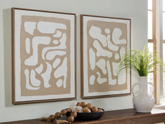 Coral Furniture - Ashley Furniture - Waldett Wall Decor - Wall Art Set (Set of 2) / Beige/White - A8000503