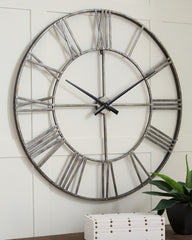 Coral Furniture - Ashley Furniture - Paquita Wall Decor - Wall Clock / Antique Silver - A8010237