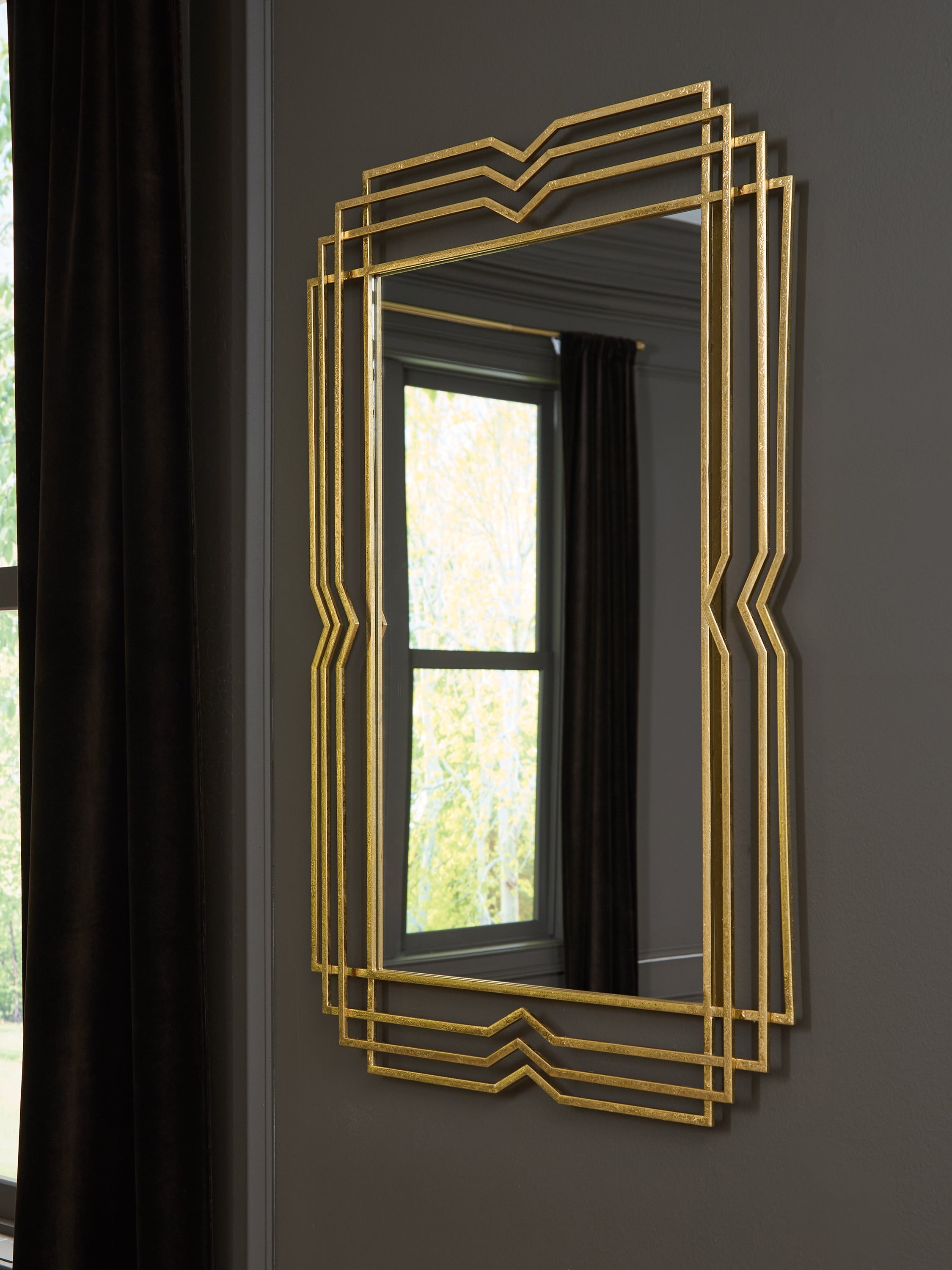 Coral Furniture - Ashley Furniture - Claybrook Mirror - Accent Mirror / Gold Finish - A8010349