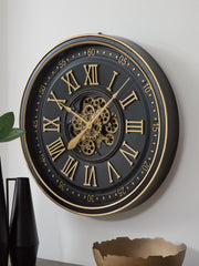 Coral Furniture - Ashley Furniture - Dairton Wall Decor - Wall Clock / Black/Gold Finish - A8010385