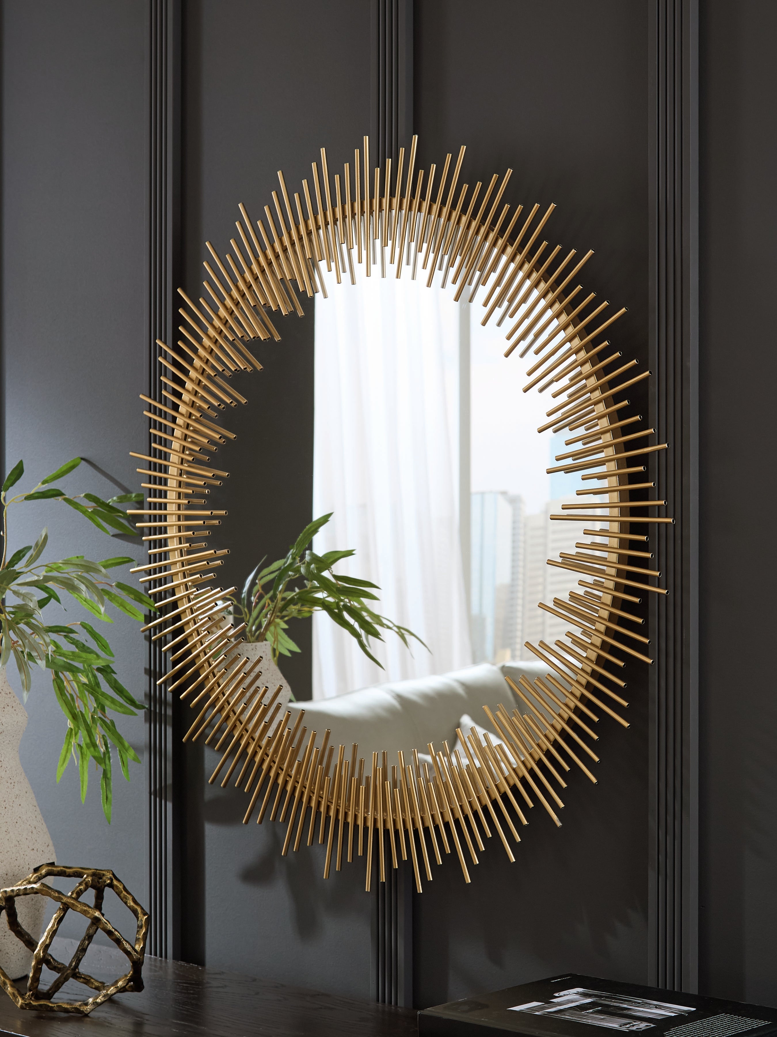 Coral Furniture - Ashley Furniture - Wainport Mirror - Accent Mirror / Gold Finish - A8010405