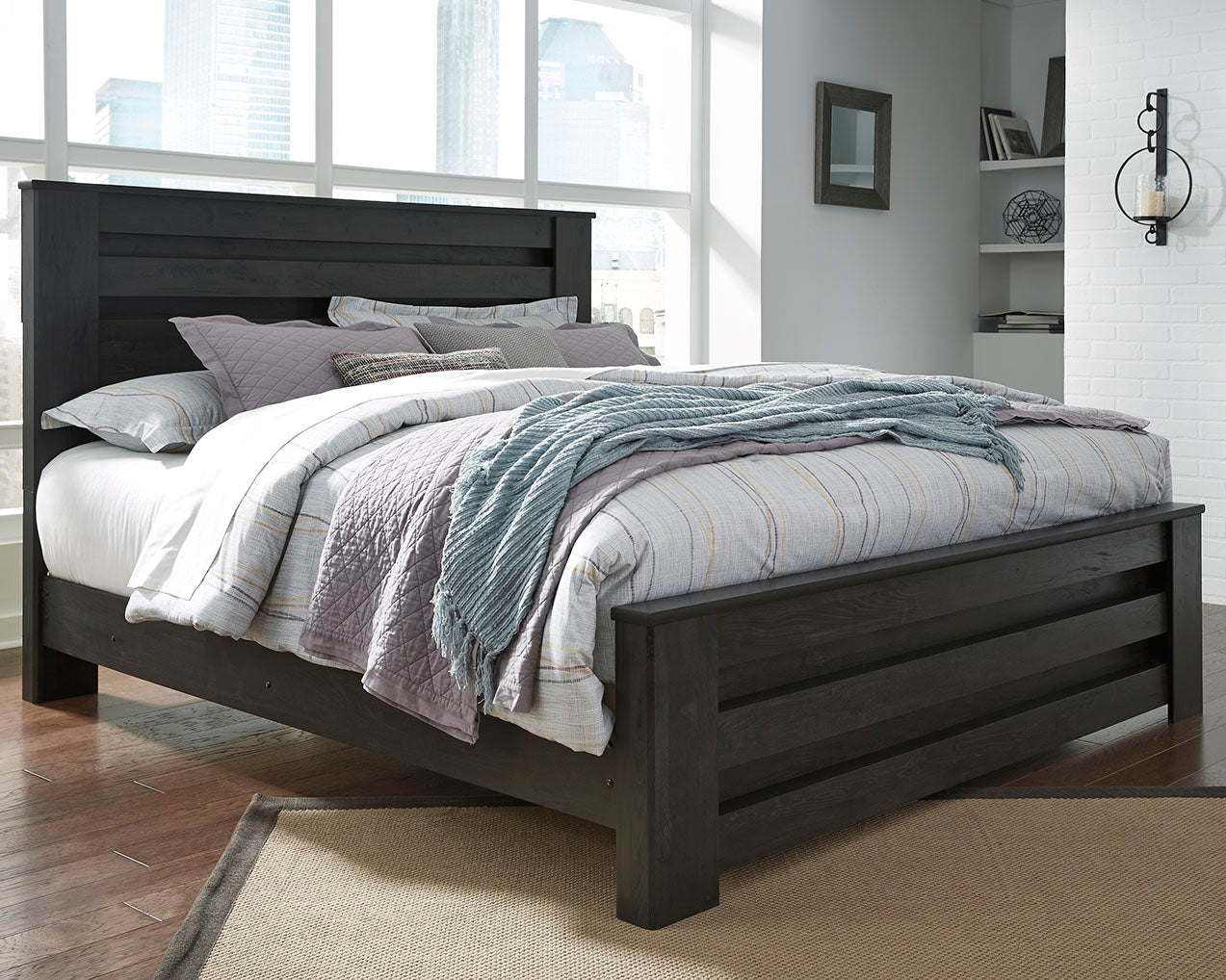 Coral Furniture - Ashley Furniture - Brinxton Bedroom - Full Panel Bed / Charcoal - B249B5