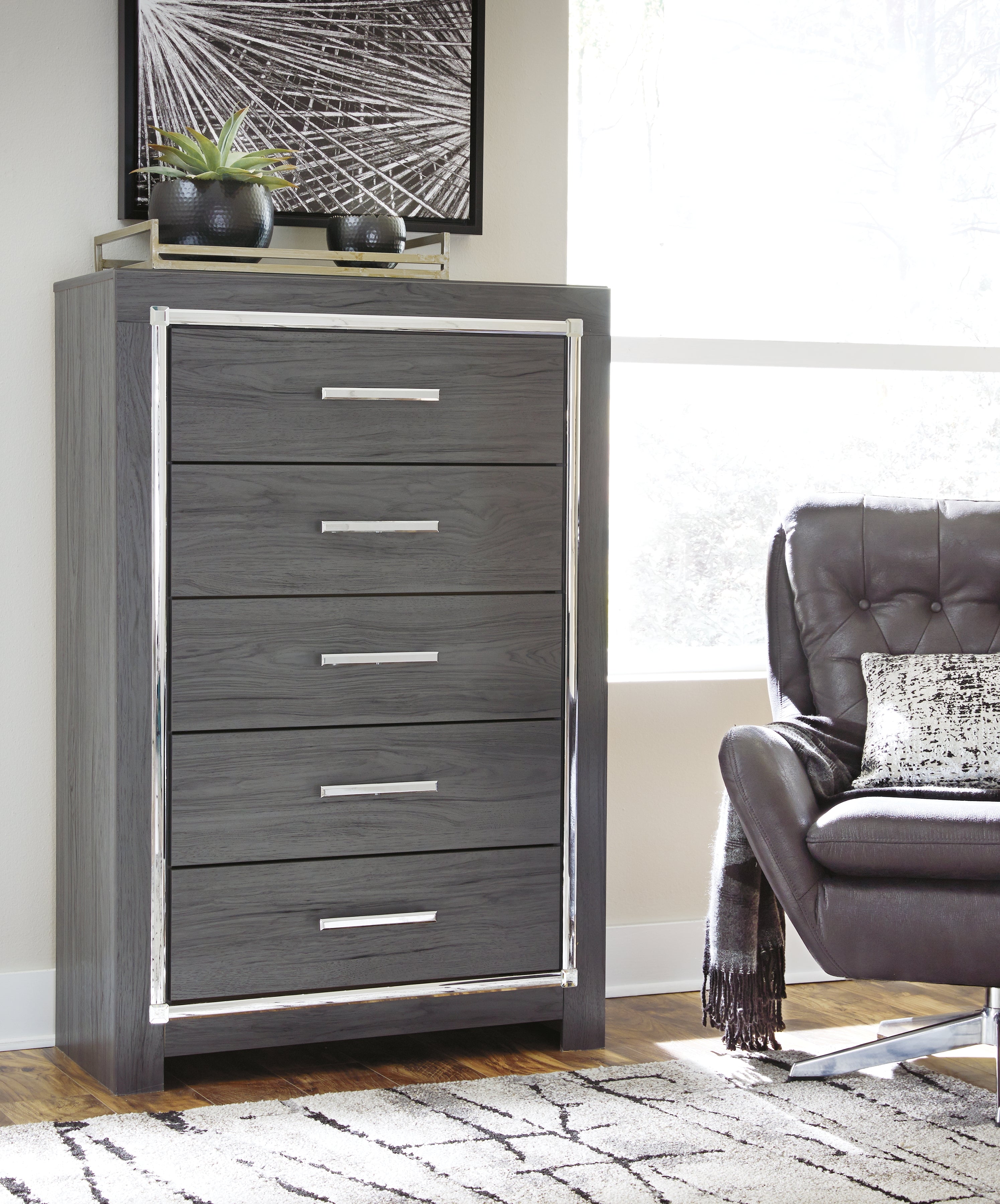 Coral Furniture - Ashley Furniture - Lodanna Bedroom - Two Drawer Night Stand / Gray - B214-92
