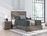 Coral Furniture - Ashley Furniture - Graystorm Bedroom - Twin Panel Bed with Storage / Brown Gray - PCB2405B19