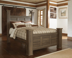 Coral Furniture - Ashley Furniture - Juararo Bedroom - Queen Poster Bed / Dark Brown - B251B3