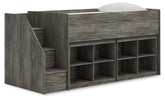 Coral Furniture - Ashley Furniture - Frandern Twin Loft Bed with Bookcase Storage - Twin Loft Bed with Bookcase Storage / Warm Gray - B4480B25