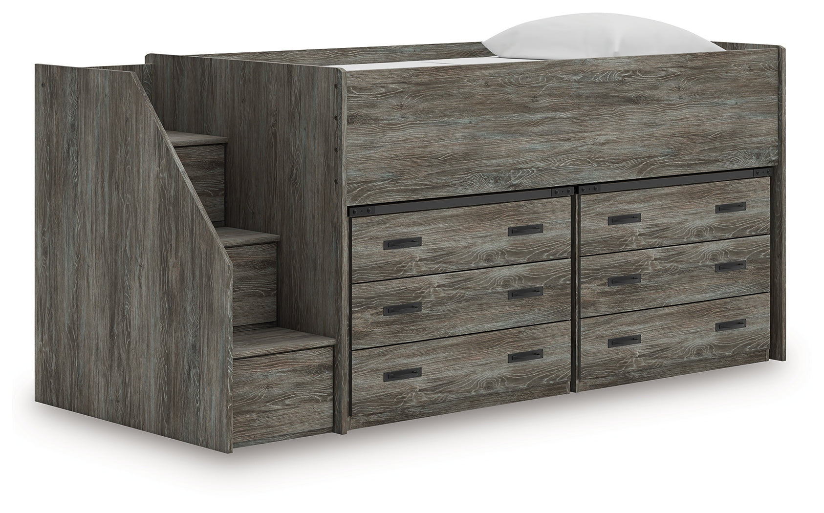 Coral Furniture - Ashley Furniture - Frandern Twin Loft Bed with Drawer Storage - Twin Loft Bed with Drawer Storage / Warm Gray - B4480B26