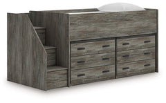 Coral Furniture - Ashley Furniture - Frandern Twin Loft Bed with Drawer Storage - Twin Loft Bed with Drawer Storage / Warm Gray - B4480B26