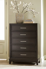 Coral Furniture - Ashley Furniture - Neymorton Bedroom - King Upholstered Panel Bed / Dark Grayish Brown - B618B4