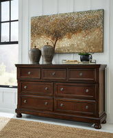 Coral Furniture - Ashley Furniture - Porter Bedroom - California King Sleigh Storage Bed / Rustic Brown - B697B47