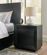 Coral Furniture - Ashley Furniture - Londer Bedroom - Two Drawer Night Stand / Black - B768-92