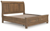 Coral Furniture - Ashley Furniture - Feddinger Bedroom - California King Panel Storage Bed / Medium Brown - PCB779B13