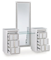 Coral Furniture - Ashley Furniture - Chalanna Vanity with Mirror - Vanity with Mirror / White - B822B7