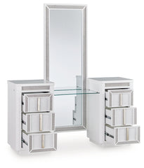 Coral Furniture - Ashley Furniture - Chalanna Vanity with Mirror - Vanity with Mirror / White - B822B7
