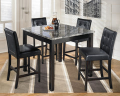 Coral Furniture - Ashley Furniture - Maysville Dining Room - Square Counter TBL Set (5/CN) / Black - D154-223