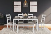Coral Furniture - Ashley Furniture - Stonehollow Dining Room - RECT DRM Table Set (6/CN) / White/Gray - D382-325