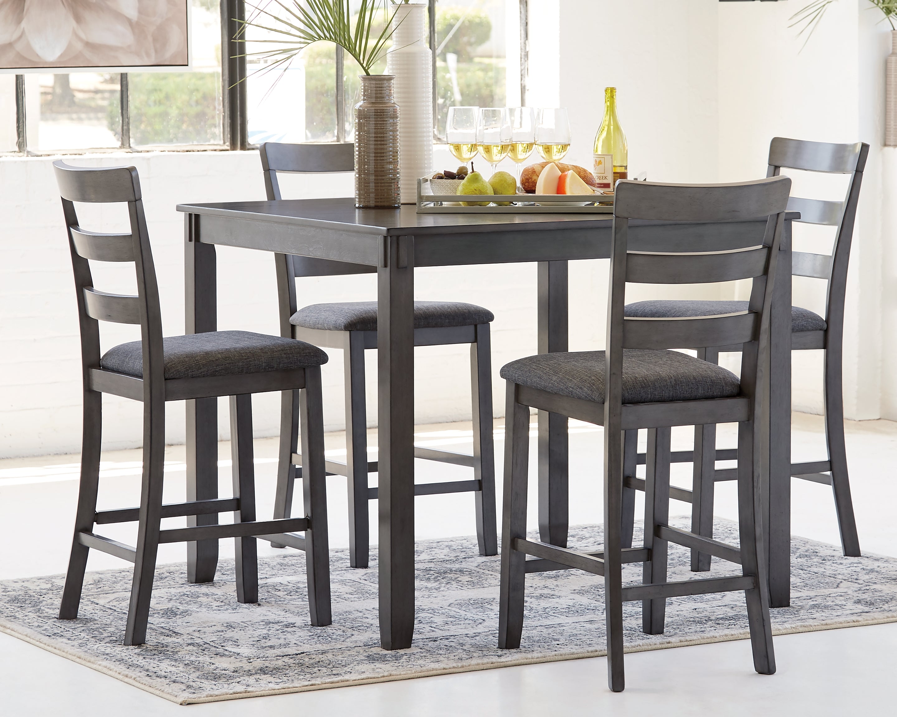 Coral Furniture - Ashley Furniture - Bridson Dining Room - RECT DRM Table Set (6/CN) / Gray - D383-325
