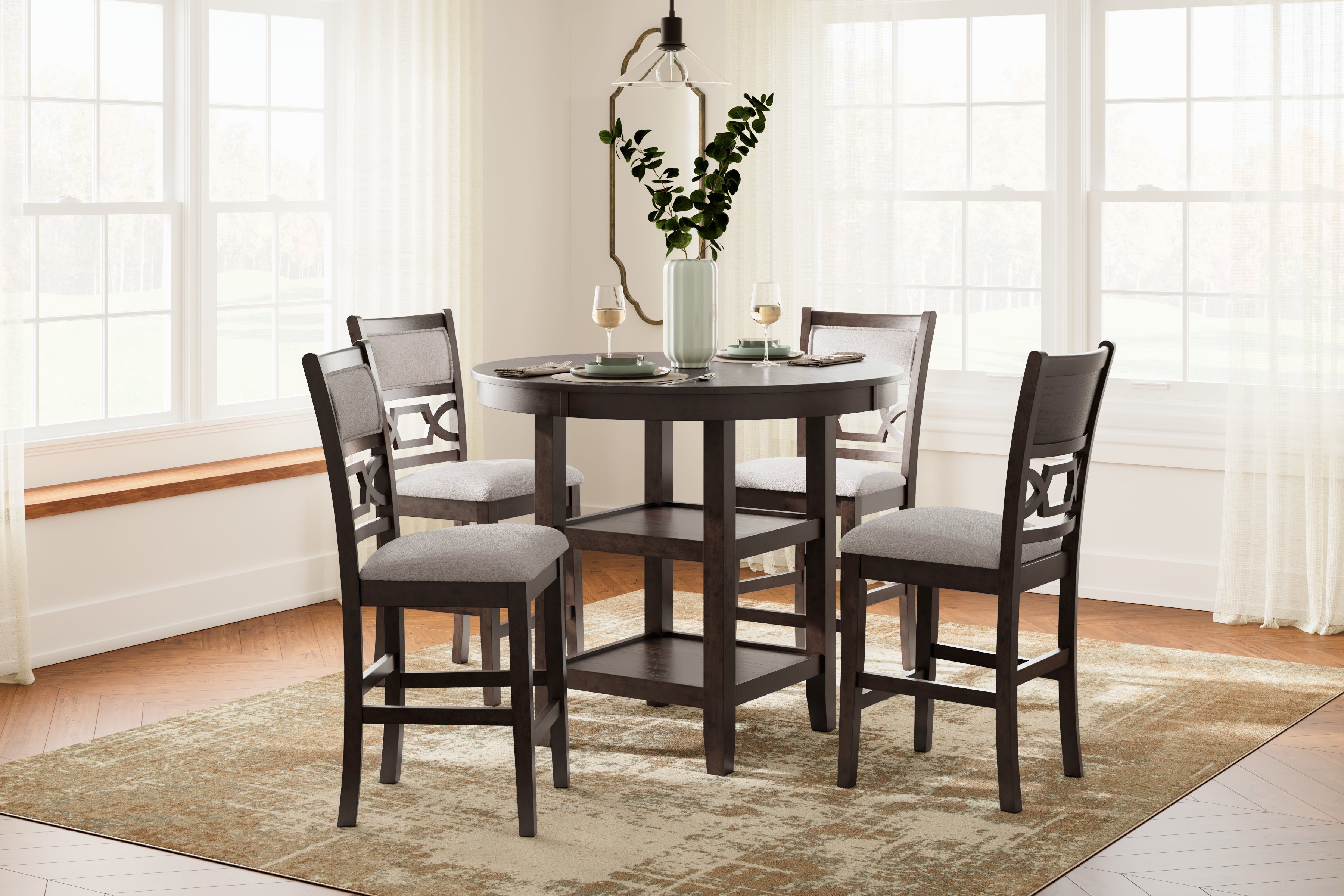 Coral Furniture - Ashley Furniture - Langwest Dining Room - Dining Room Table Set (6/CN) / Brown - D422-325