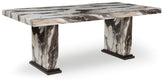 Coral Furniture - Ashley Furniture - Jeshina Dining Table - Dining Table / Dark Brown/Beige - PCD581D4