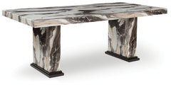 Coral Furniture - Ashley Furniture - Jeshina Dining Table - Dining Table / Dark Brown/Beige - PCD581D4