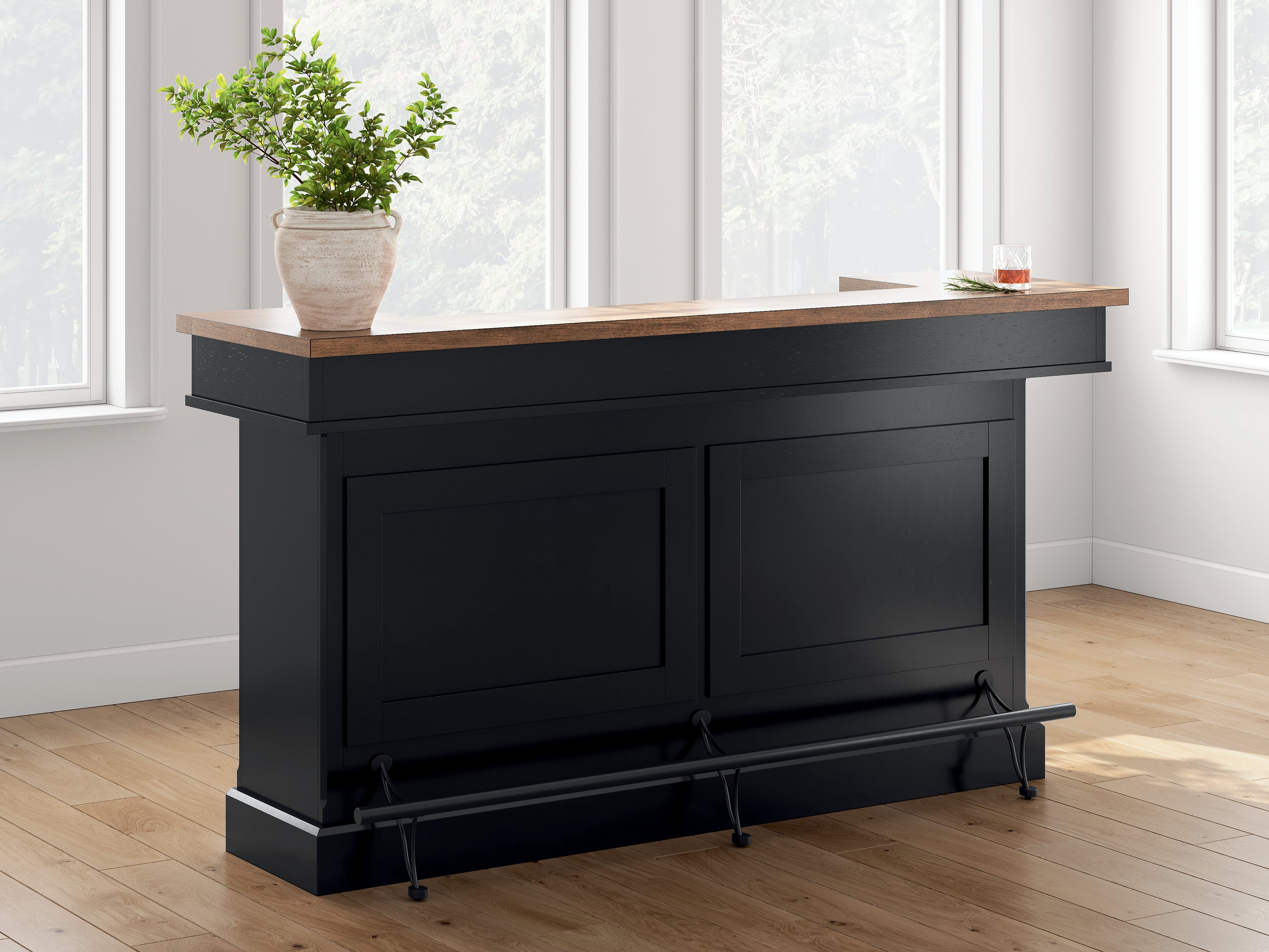 Coral Furniture - Ashley Furniture - Wildenauer 78" Bar - Bar / Brown/Black - D634-65
