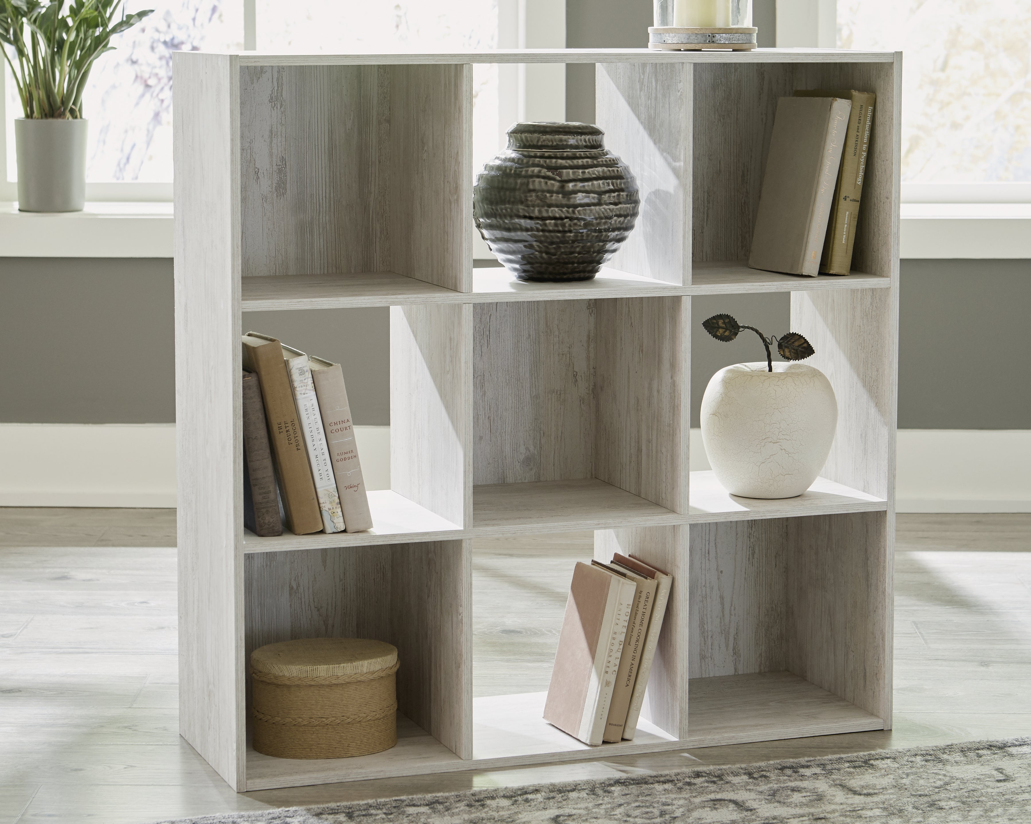 Coral Furniture - Ashley Furniture - Paxberry Nine Cube Organizer - Nine Cube Organizer / Whitewash - EA1811-3X3
