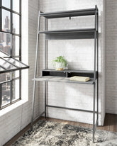 Coral Furniture - Ashley Furniture - Yarlow Office Desk - Home Office Desk and Shelf / Black - H215-27