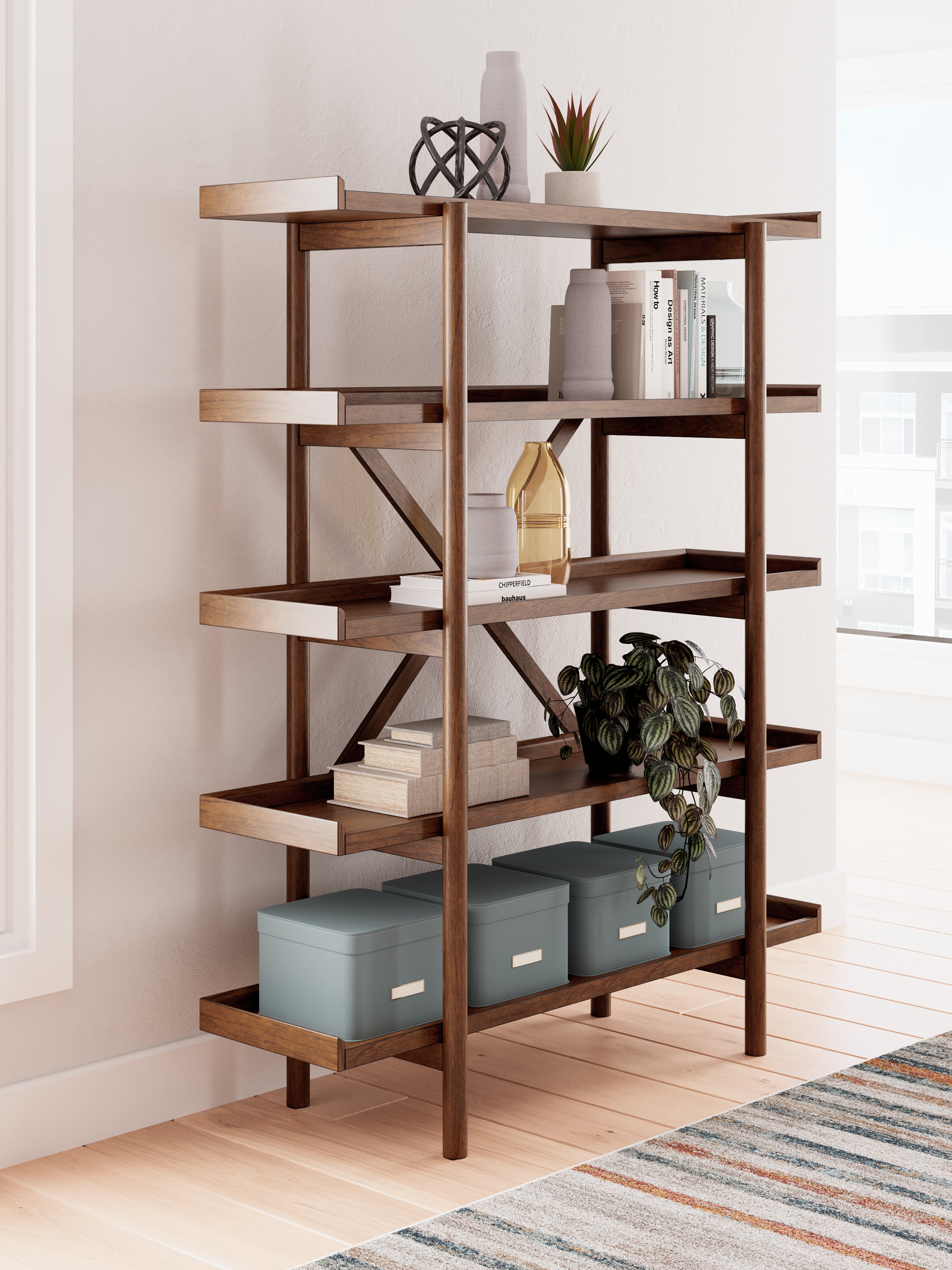 Coral Furniture - Ashley Furniture - Lyncott Bookcase - Bookcase / Brown - H615-70